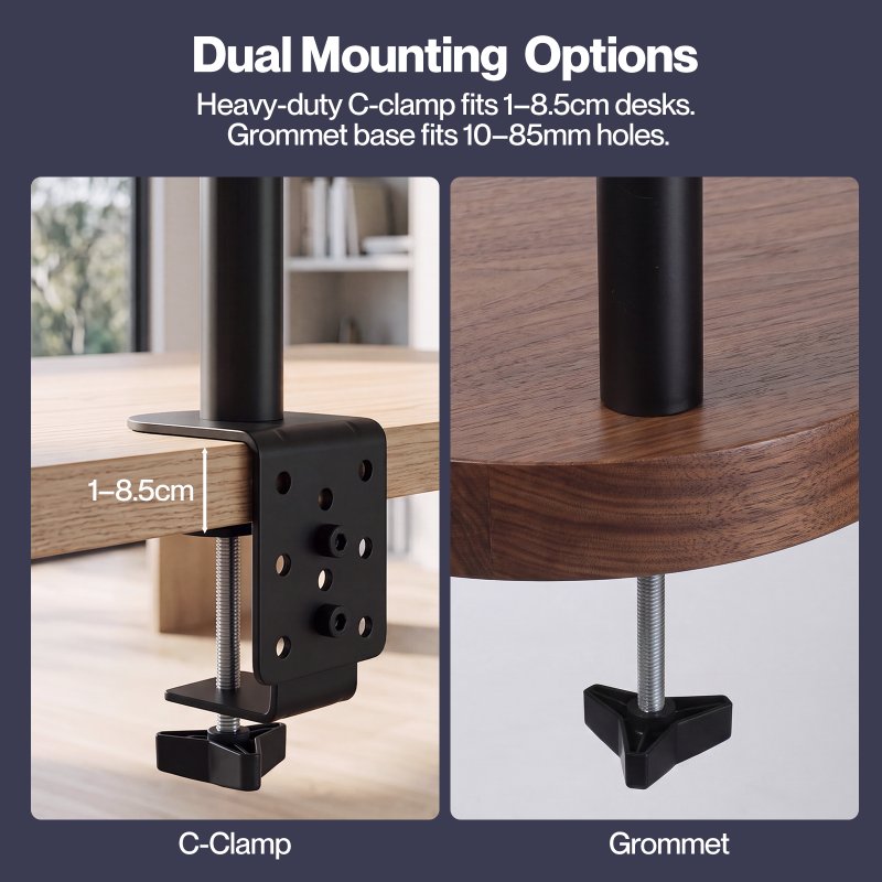 Levede Dual Monitor Arm Adjustable Desk Mount For 13-34 Inch Computer Black