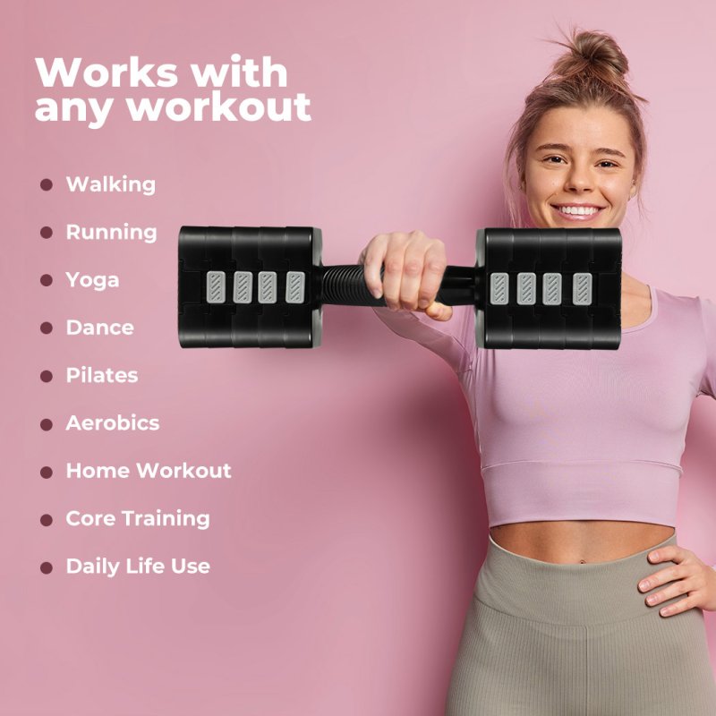 Centra A Pair 2.8KG-10KG Adjustable Dumbbells With Metal Weight Block Set Black
