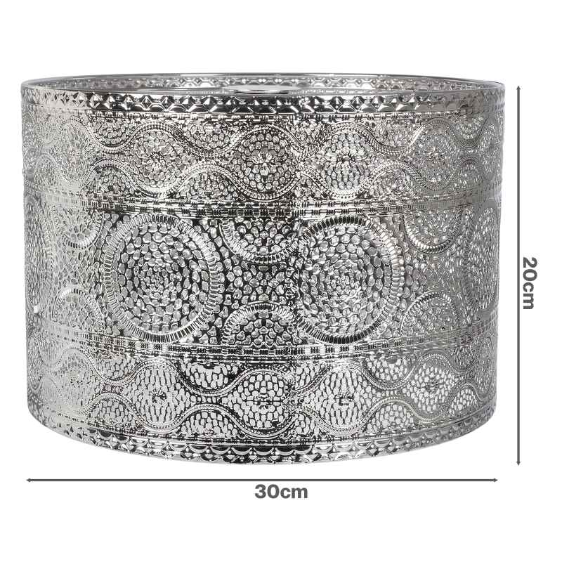 Emitto Ceiling Light Shade Moroccan Style Silver Chrome Pendant Shade Lamp Decor