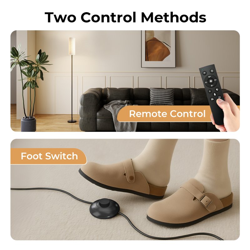 Emitto Led Floor Lamp Bedside Light Dimmable Remote & Foot Switch Bulb Included
