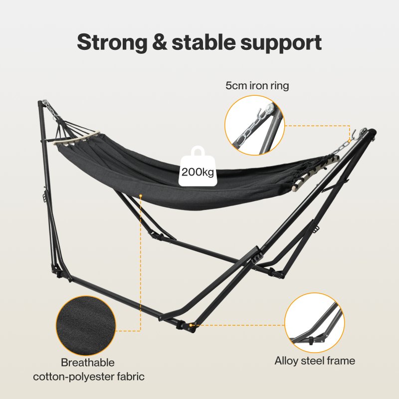 Mountview Foldable Hammock Chair Bed Portable with Stand Outdoor Camping 200KG