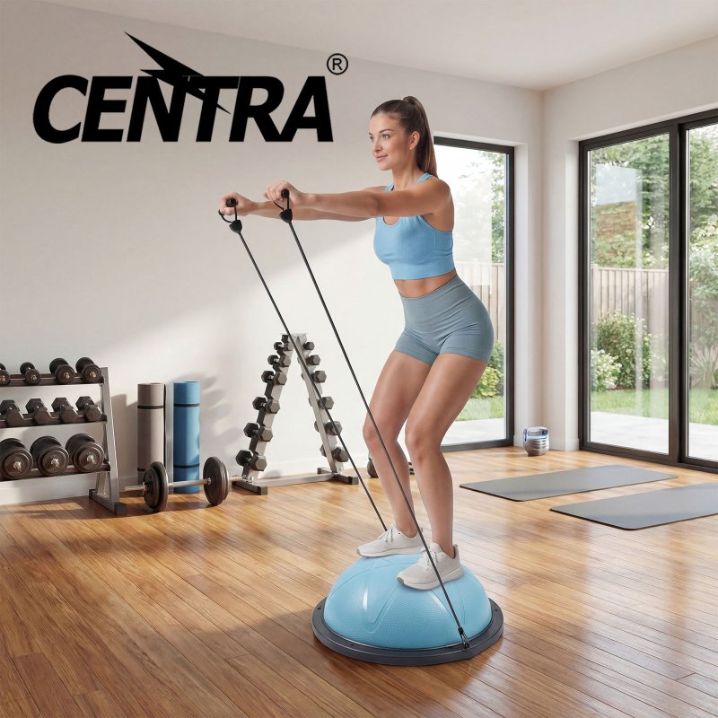 Centra Balance Trainer Ball with Resistance Bands Pump Anti Burst Fitness Home