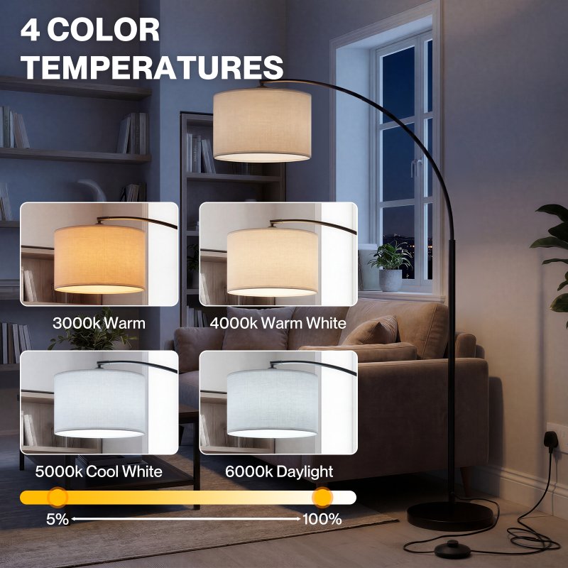 Emitto Standard Floor Lamp Dimmable Standing Lamp Smart Control Adjustable Timer