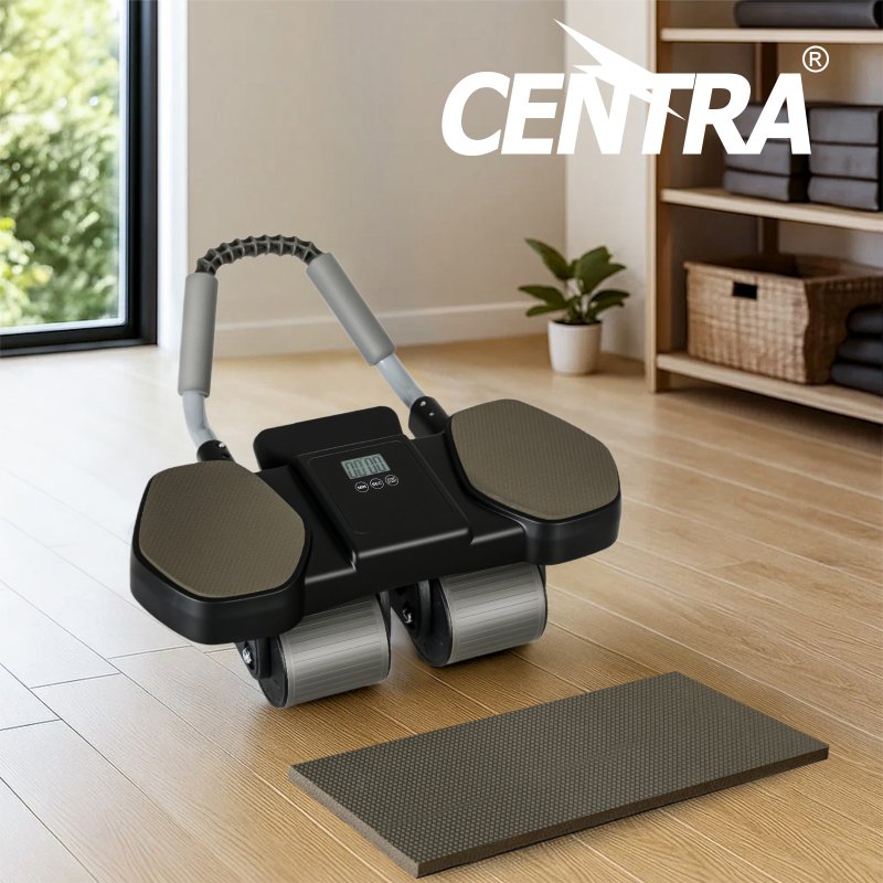 Centra Healthy Belly Wheel Auto Rebound Ab Roller 4 Wheel Soft Elbow Knee Pads