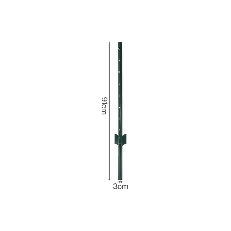 Metal Fence Posts 3Ft 10Pc Set U Shape Powder Coated for Garden Boundary Green