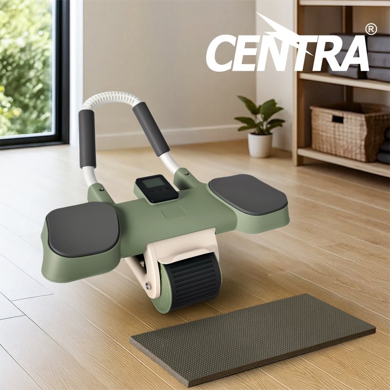 Centra Ab Roller with Auto Rebound Elbow & Knee Support LCD Timer Core Trainer