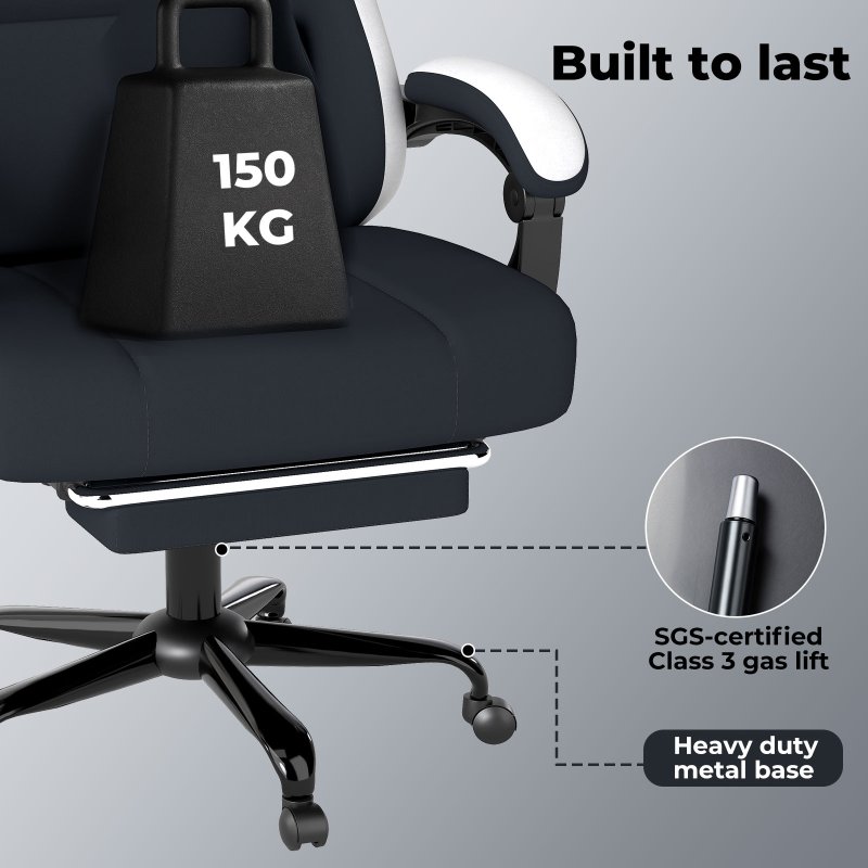 Levede Office Desk Chair Fabric Gaming Recliner Adjustable Height Swivel Black