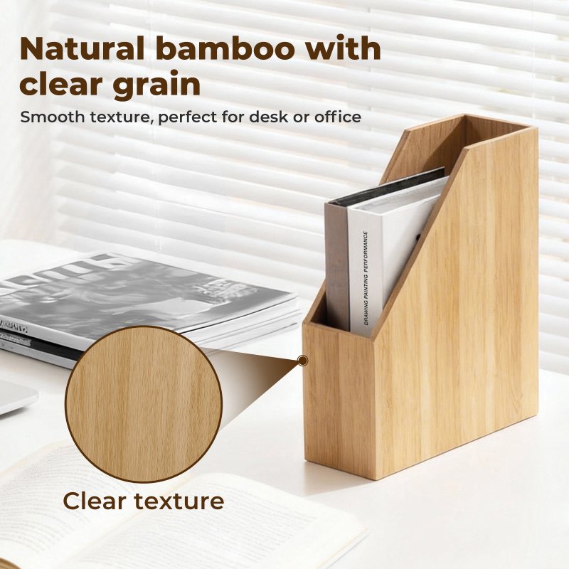 Levede Bamboo File Rack Wooden Magazine Holder A4 Document Office Desk Organiser