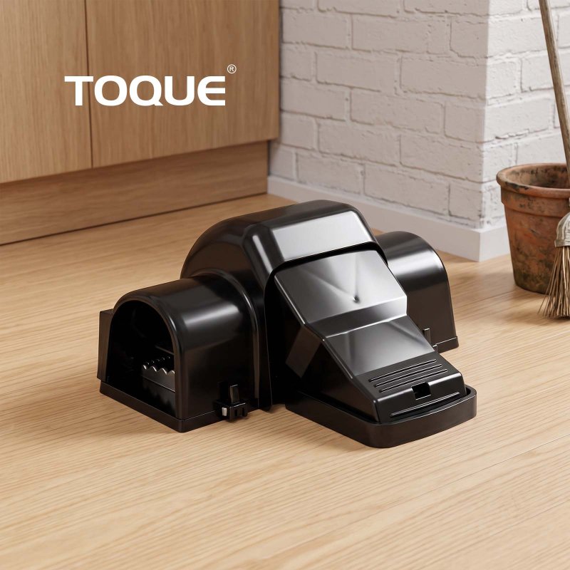 TOQUE Mouse Trap Quick Tunnel Catch Safe Reusable Indoor for Kitchen Black 4pc
