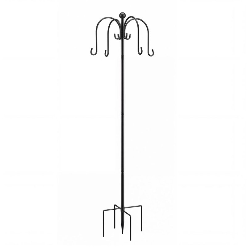 TOQUE Bird Feeding Station Outdoor Garden Shepherd Hook Adjustable Stand Black
