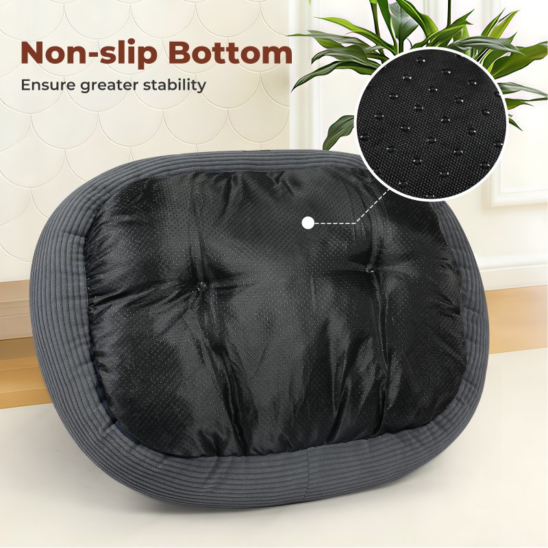 Skylos Dog Bed Luxury Soft Washable Puppy Cat Cushion Mattress Corduroy Grey S