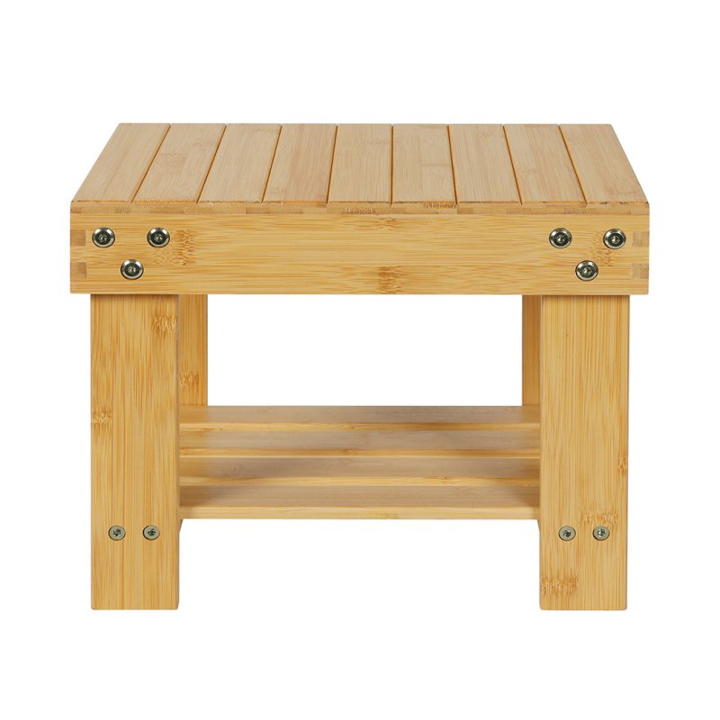 Levede Bamboo Stool Footrest Bathroom 2-Tier Shower Stool Bench Shoe Rack Seat