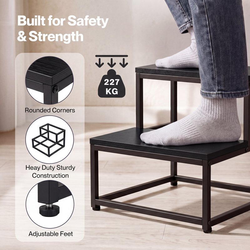 Levede 2 Step Stool Kids Adults Bathroom Kitchen Ladder Foot Stool Heavy Duty