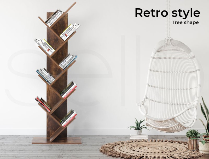 Levede Bookshelf Tree Bookcases Book Storage Wooden 8 Tier Home Display Stand
