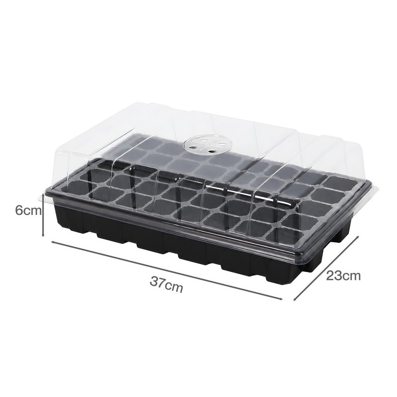 TOQUE Seed Trays 5Pc Clear View With Lids 40 Cell Propagators For Plants Black