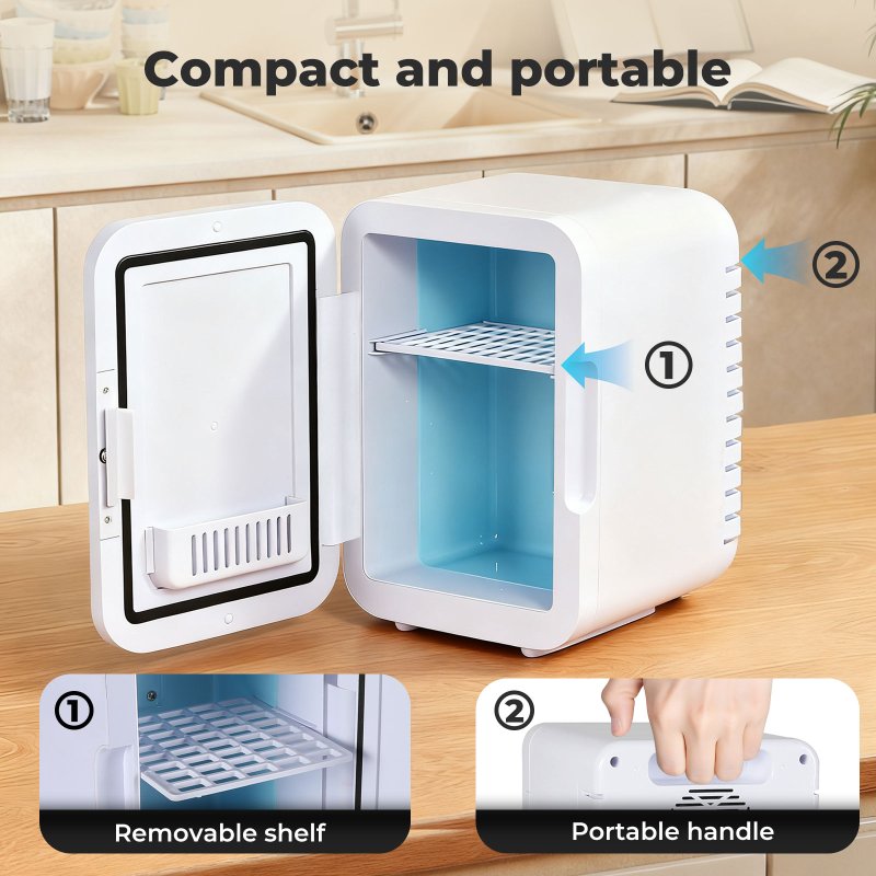 Spector Mini Fridge 5L Portable Cooler Warmer with Mirror for Bedroom Office Car
