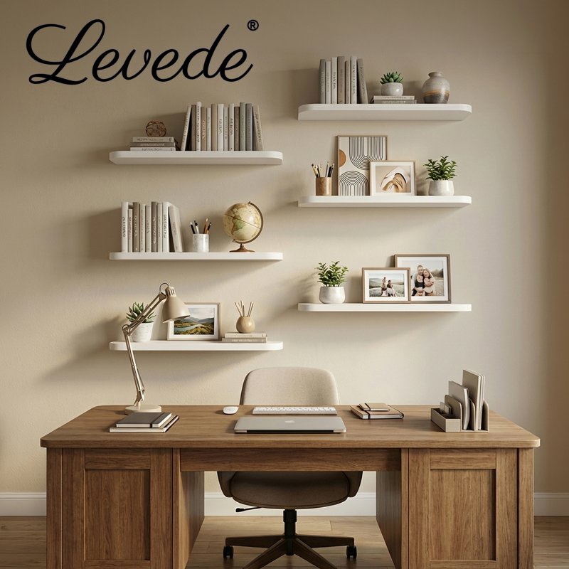 Levede Floating Shelves 6 Pack Modern Wall Shelves White Home and Office