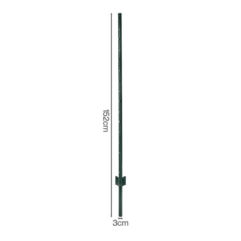 Metal Fence Posts 5Ft 10Pc Set U Shape Powder Coated for Garden Boundary Green