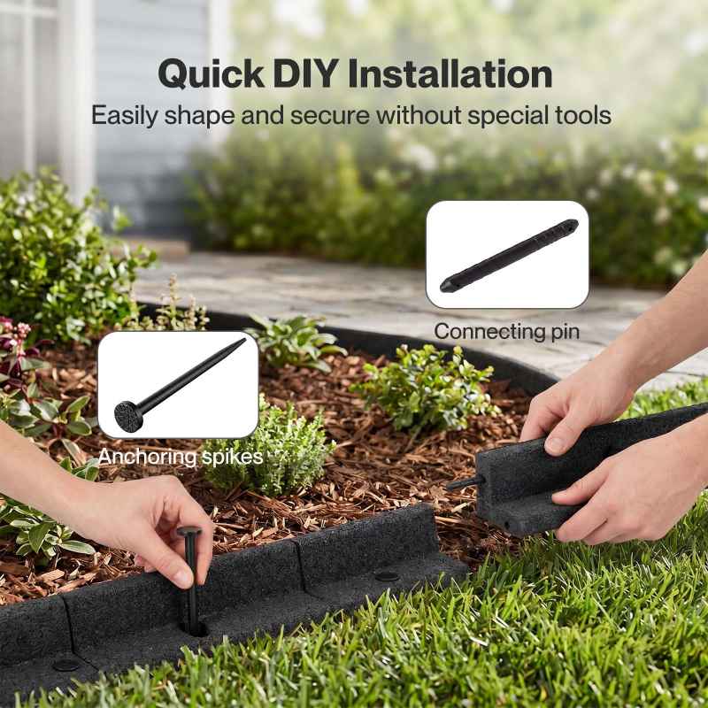 Lambu Garden Edging Border 5 Pack Bendable Lawn Landscape Edging Paths Grey