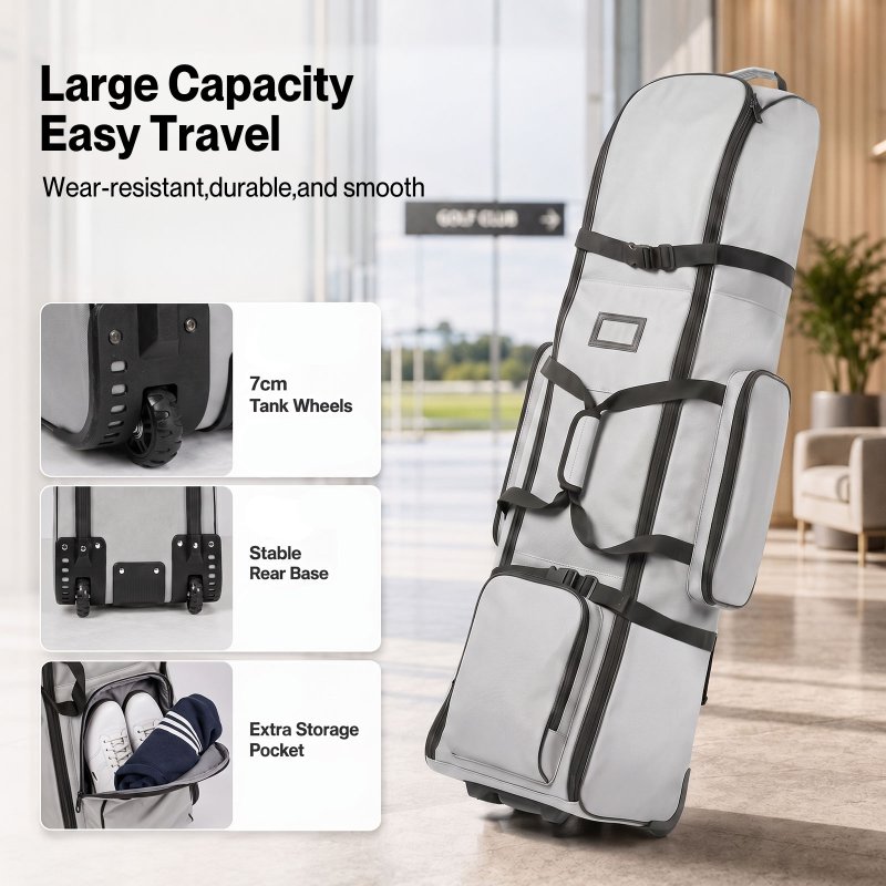 Centra Golf Travel Bag Padded Reinforced Wheels 900D Oxford for Airline