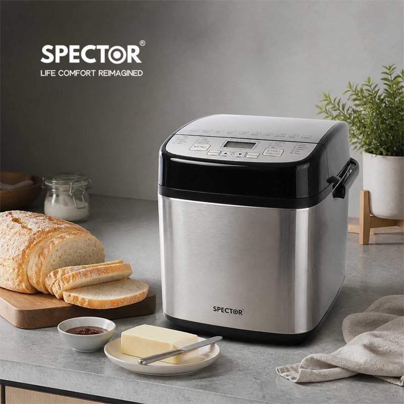 Spector Bread Maker 19 In 1 Compact Machine 15H Timer 1.5Lb for Home Baking