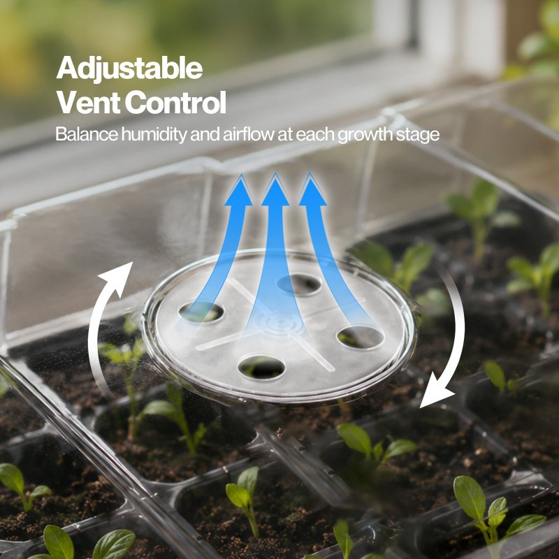 TOQUE Seed Trays 5Pc Clear View With Lids 40 Cell Propagators For Plants Black
