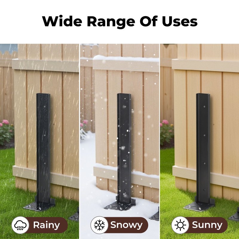 Traderight Fence Post Repair Stakes Kit Powder-Coated Metal Garden Fence Support