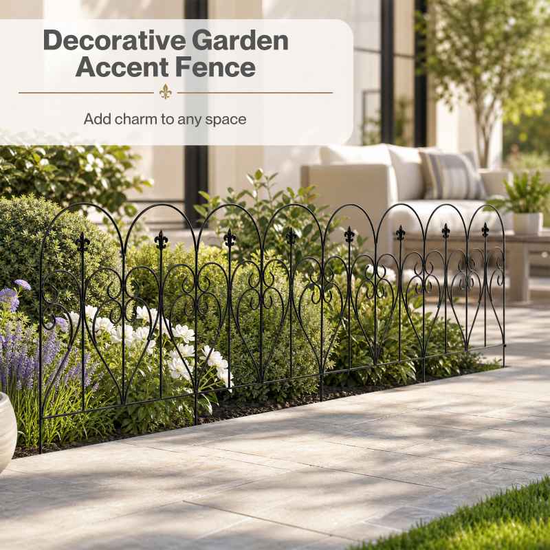 Mountview Fence Dog Fence Outdoor Garden Fence 5Pc Rustproof Steel Yard Black