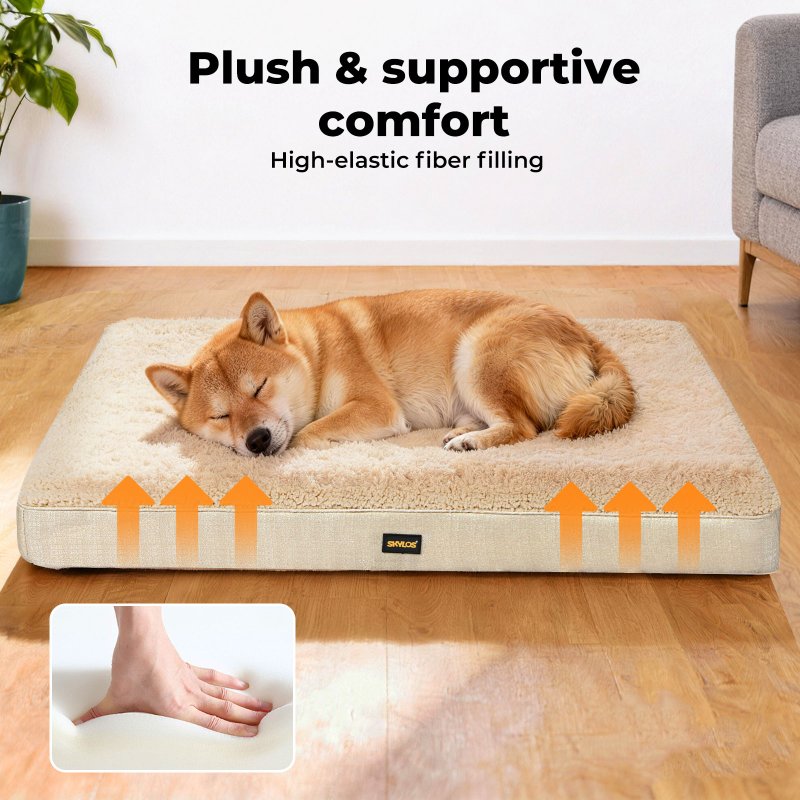 Skylos Dog Bed Washable Pet Cushion Cage Mattress Crate Mat Non Slip Soft Fleece