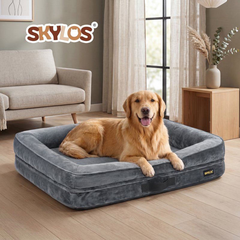 Skylos Large Dog Bed Orthopedic Support Sofa For Joint Relief Washable Grey
