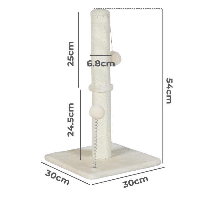 Skylos Cat Scratching Post 54cm Strong Natural Sisal Heavy Duty Scratcher Ball