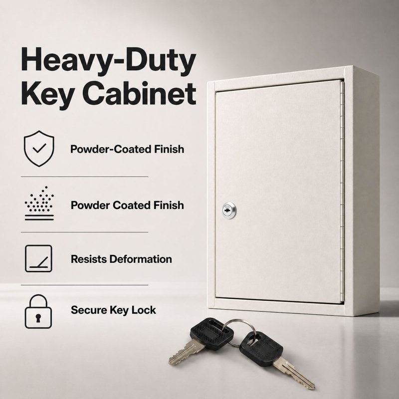 Levede Key Safe Cabinet 42-Key Steel Wall Mounted Lock Box With Labels White