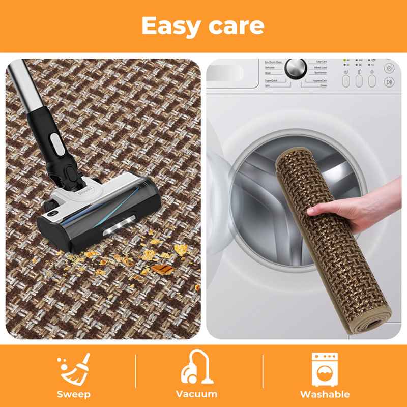 Marlow Kitchen Mat 2PCS Non Slip Woven Rubber Floor Mat Absorbent Runner Brown