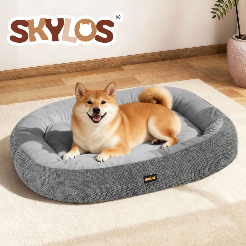 Skylos Pet Bed Washable Plush Orthopedic Soft Non Slip Mat Indoor Pet Cushion S