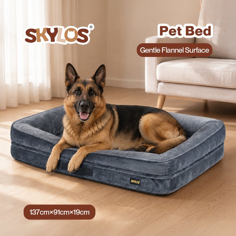 Skylos Large Dog Bed Orthopedic Dog Bed Egg Foam Bolster Sofa Gray Household