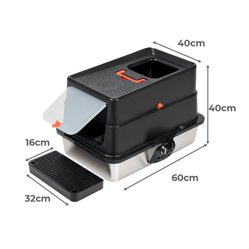 Skylos Cat Litter Box Stainless Steel Large Enclosed Toilet Tray Anti-Splashing