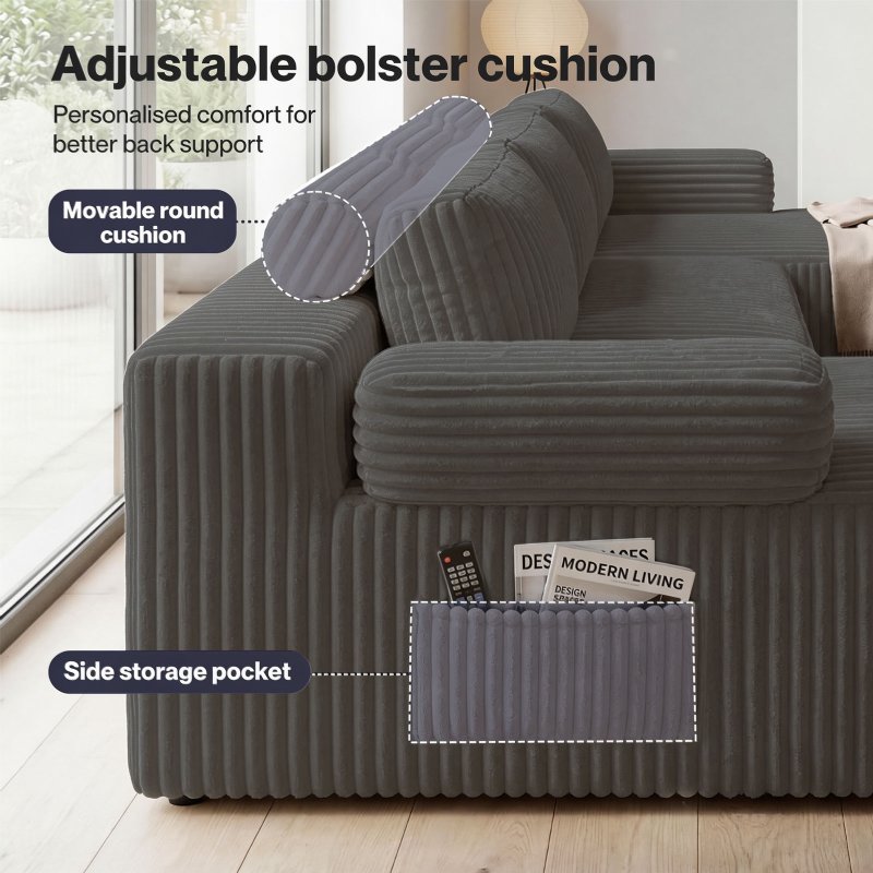 Levede Modular Sectional Sofa U Shaped Memory Foam Corduroy Boneless Couches