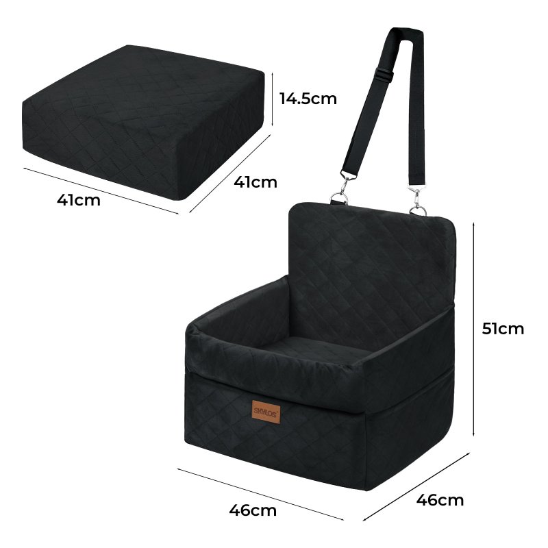 Skylos Dog Booster Car Seat Portable Travel Carrier Bed Basket Pet Puppy Black