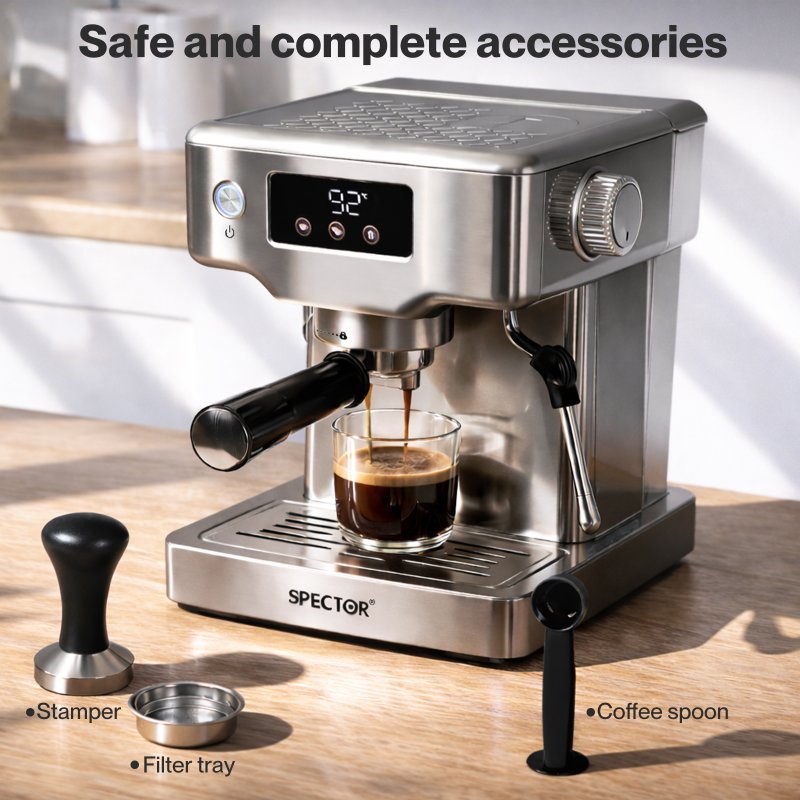 Spector Ultra Espresso Machine with LCD Display, Barista Coffee Machine