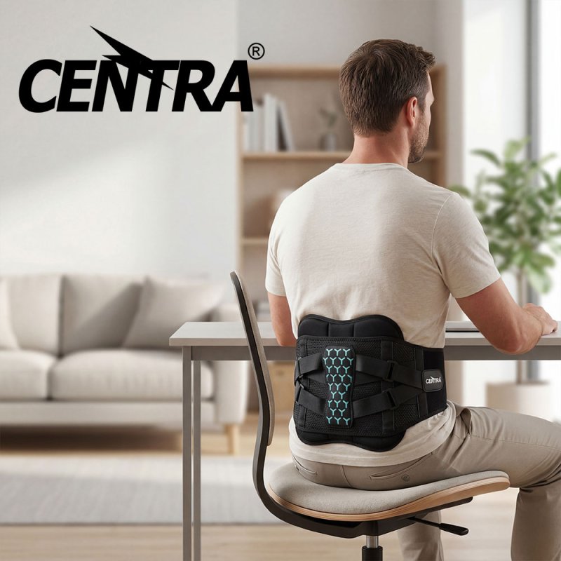 Centra Back Support Belt Lower Back Pain Relief Breathable 3D Lumbar 7 Stays