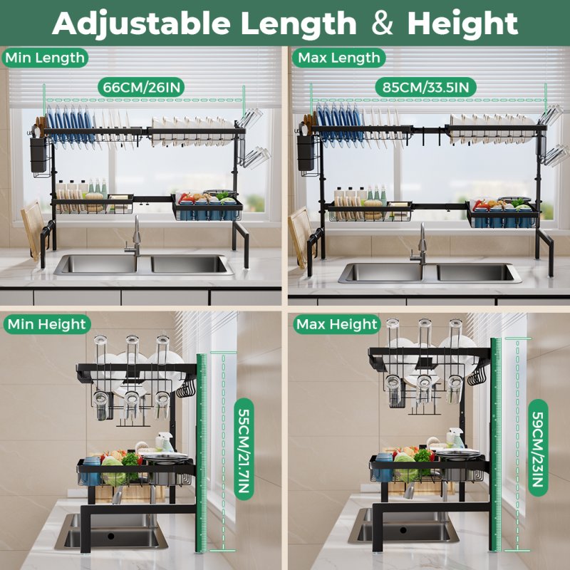 TOQUE Dish Drainer Rack Over the Sink Dish Drying Rack