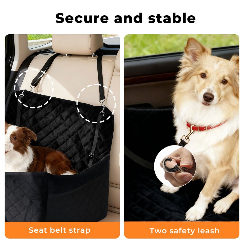 Skylos Dog Booster Car Seat Travel Carrier Bed Basket for Pet up to 55lbs Black