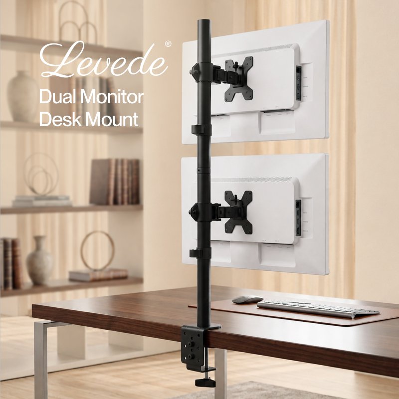 Levede Dual Monitor Arm Adjustable Desk Mount For 13-34 Inch Computer Black