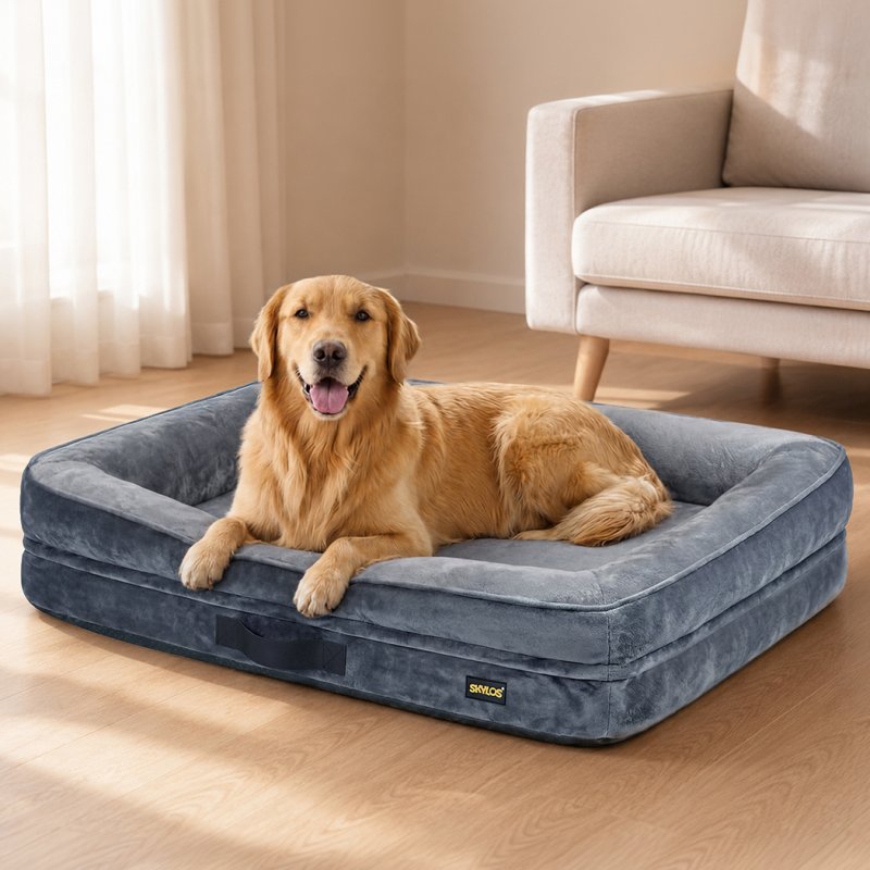 Skylos Large Dog Bed Orthopedic Support Sofa For Joint Relief Washable Grey