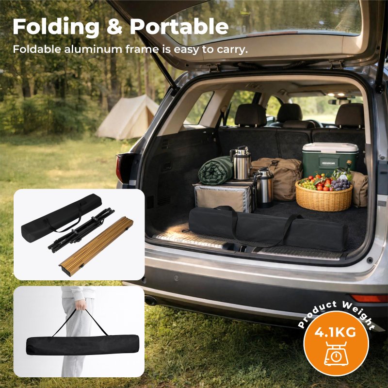 Levede Adjustable Folding Camping Table Aluminium Portable Picnic Desk 90x52cm