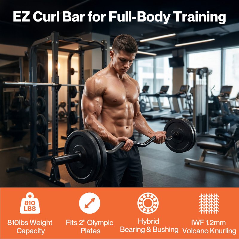 Centra EZ Arm Curl Bar Weight Lifting 4ft Olympic Barbell for 2