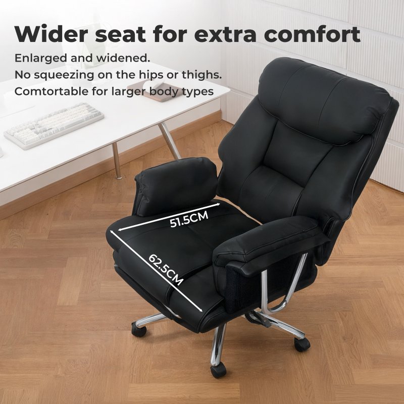 Executive Office Chair Heavy Duty Wide Spring Cushion Recliner Footrest 150kg