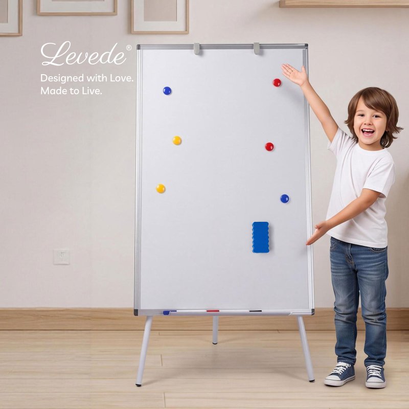 Levede Magnetic Whiteboard with Foldable Tripod Dry Erase For Office,White