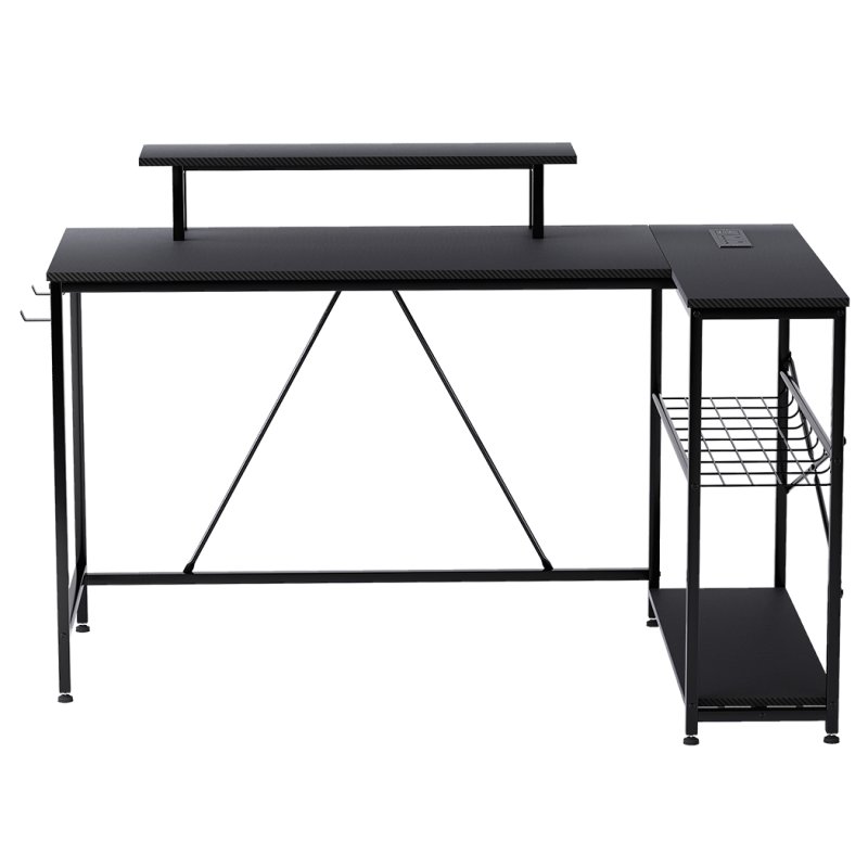 Levede L-Shaped Gaming Desk Computer Table with RGB Lights Power Outlets 132.5CM