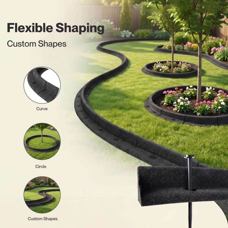 Lambu Garden Edging Border 5 Pack Bendable Lawn Landscape Edging Paths Grey